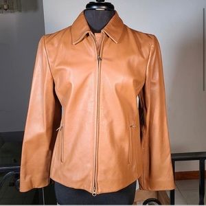 Brooks Brothers Tan Fitted Leather Jacket